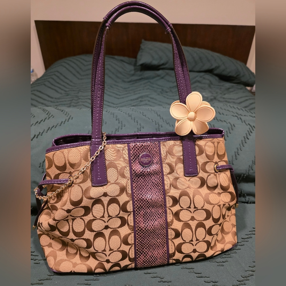Coach Signature Python Print Carryall - image 1